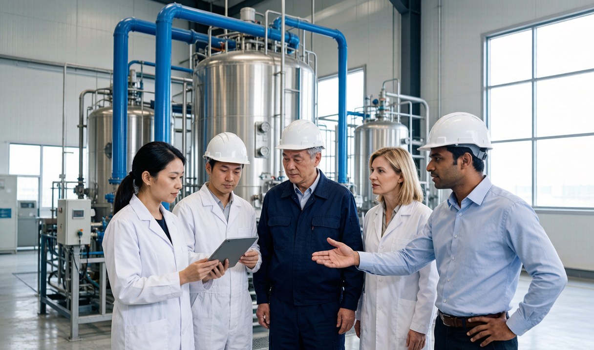 Representative illustration of a diverse chemical manufacturing team at Nantong Jienuo Chemical (illustrative)